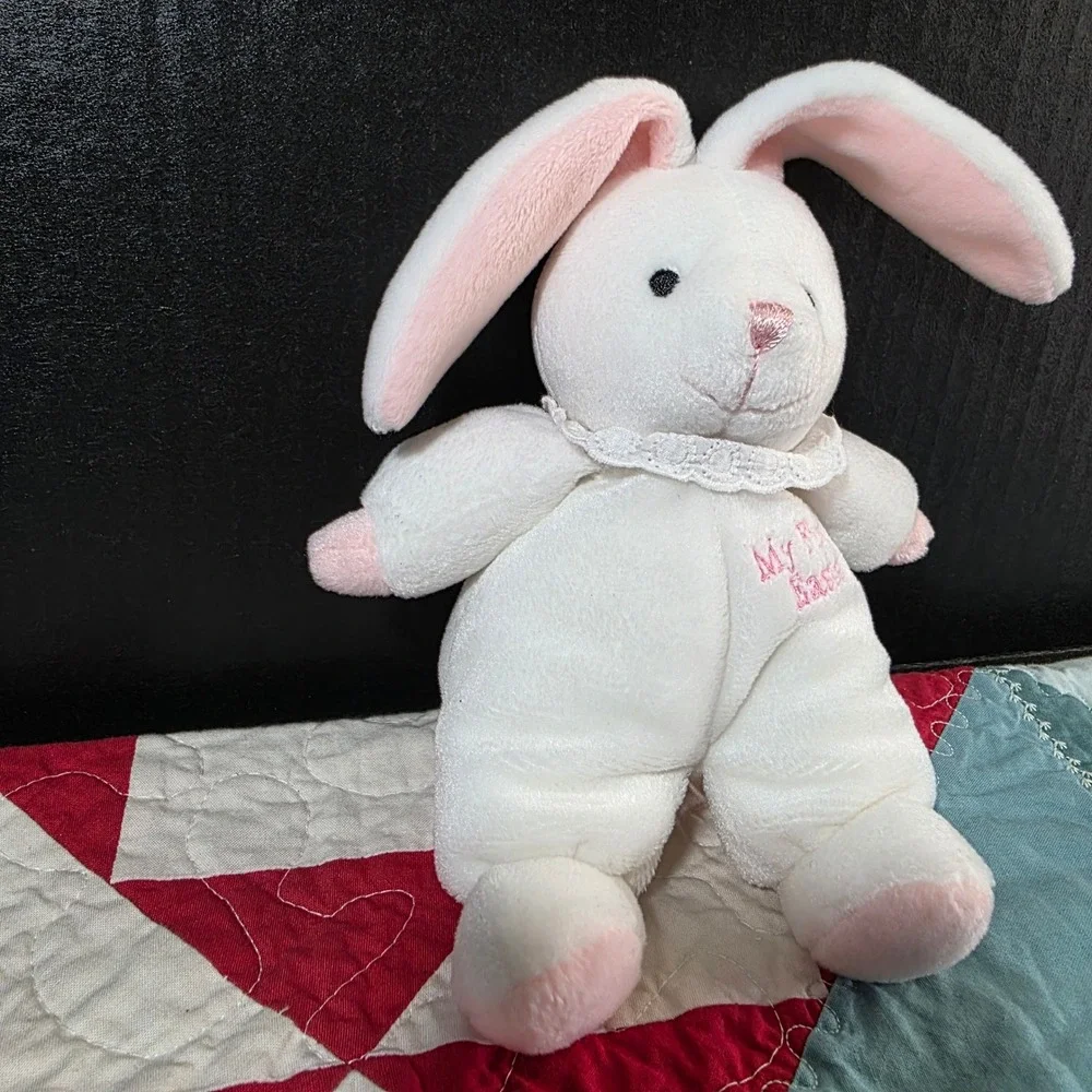 Chosun International Plush Bunny Small White‎ Pink My First Easter Lace Collar